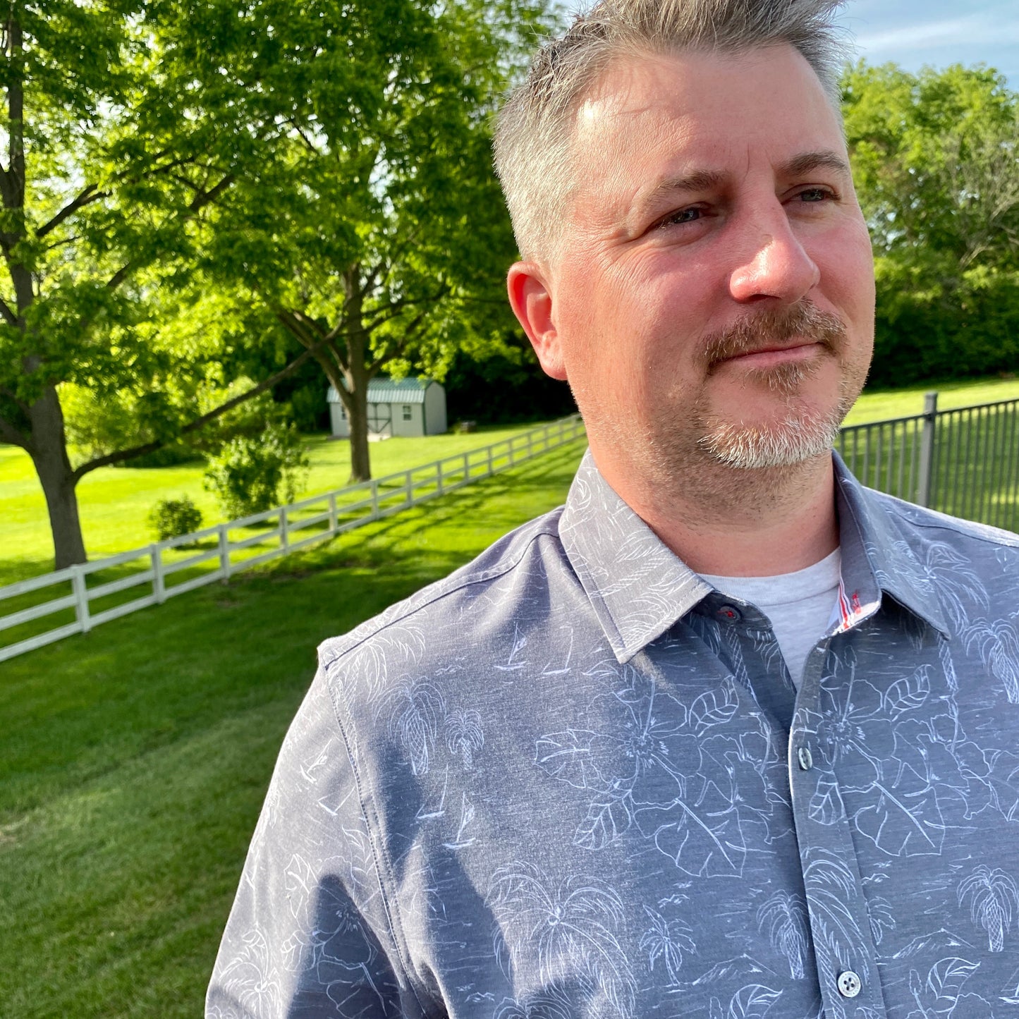 Richfield Palm Print Performance Shirt by Flag & Anthem