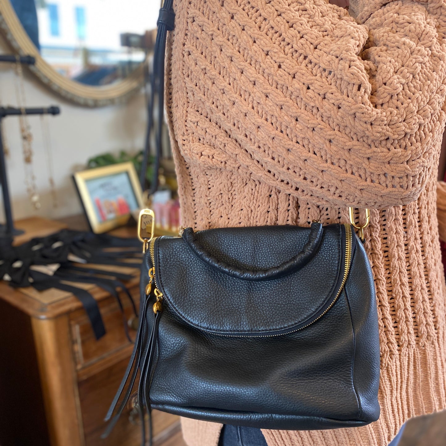 Fern Top Handle Satchel in Black by HOBO