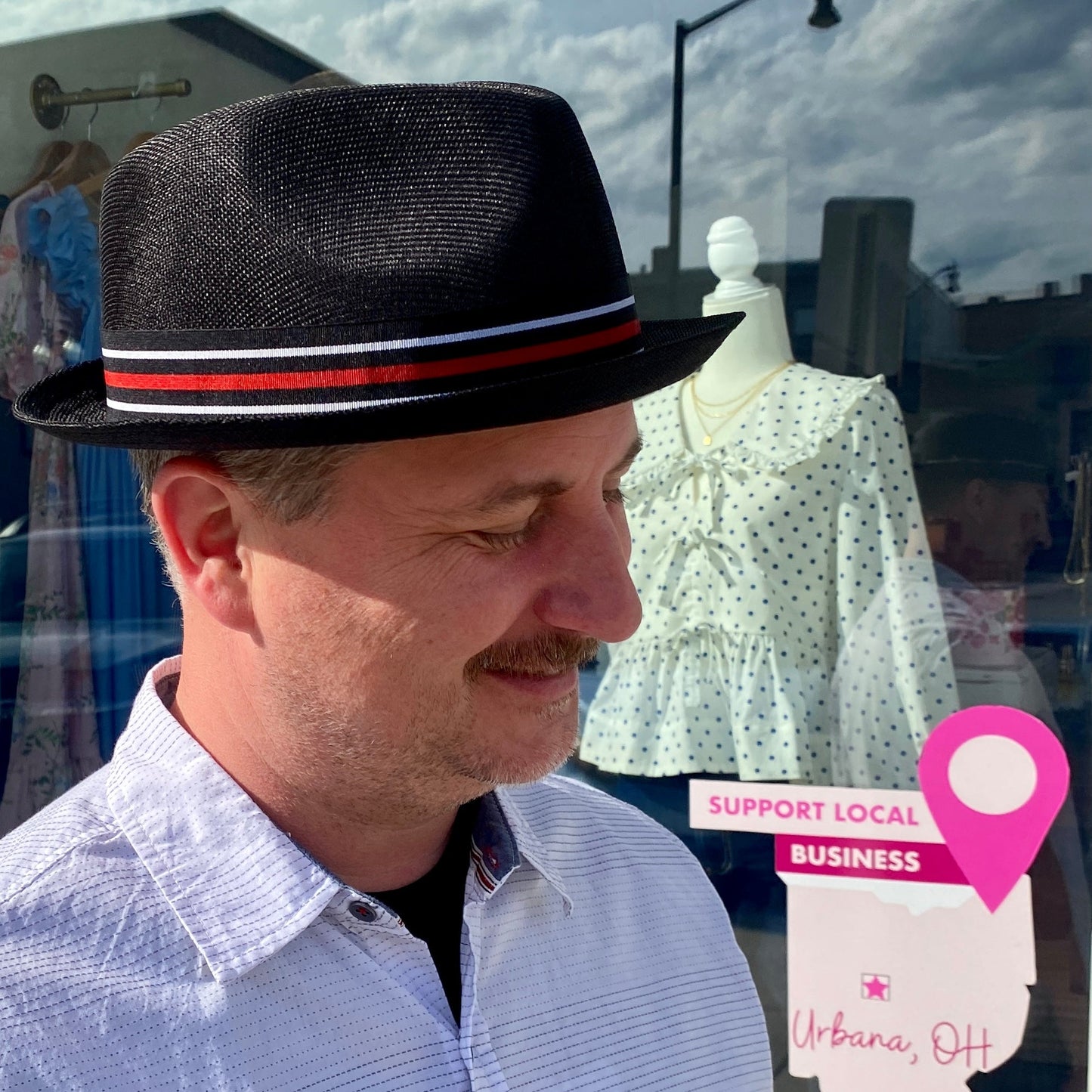 Men's Fedora with Red Stiped Band