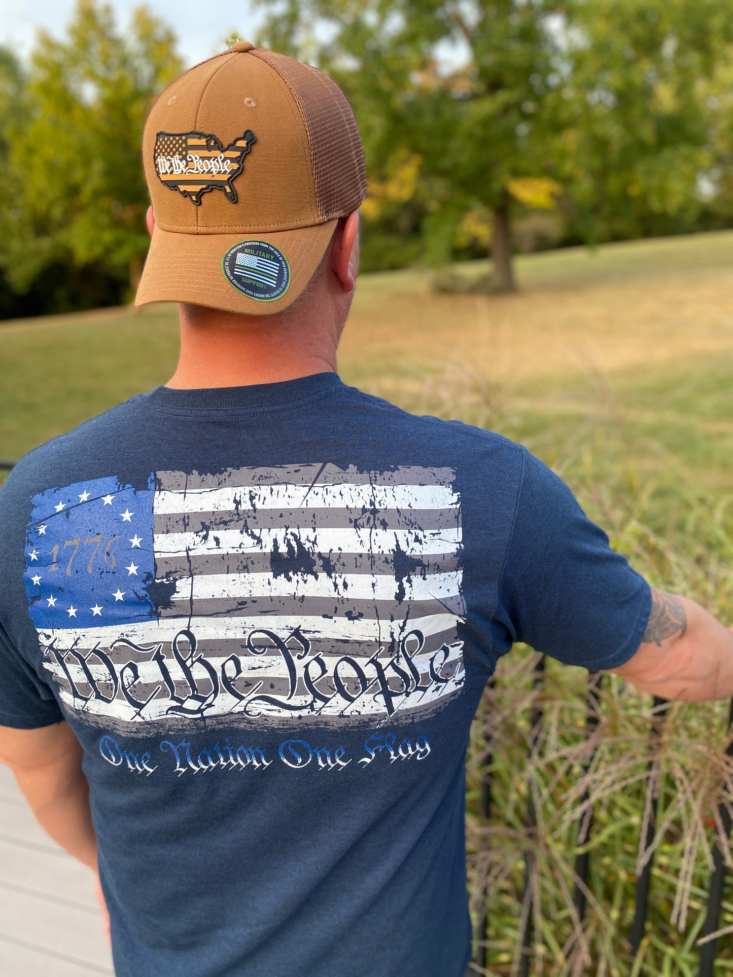 One Nation Tee in Navy by Howitzer