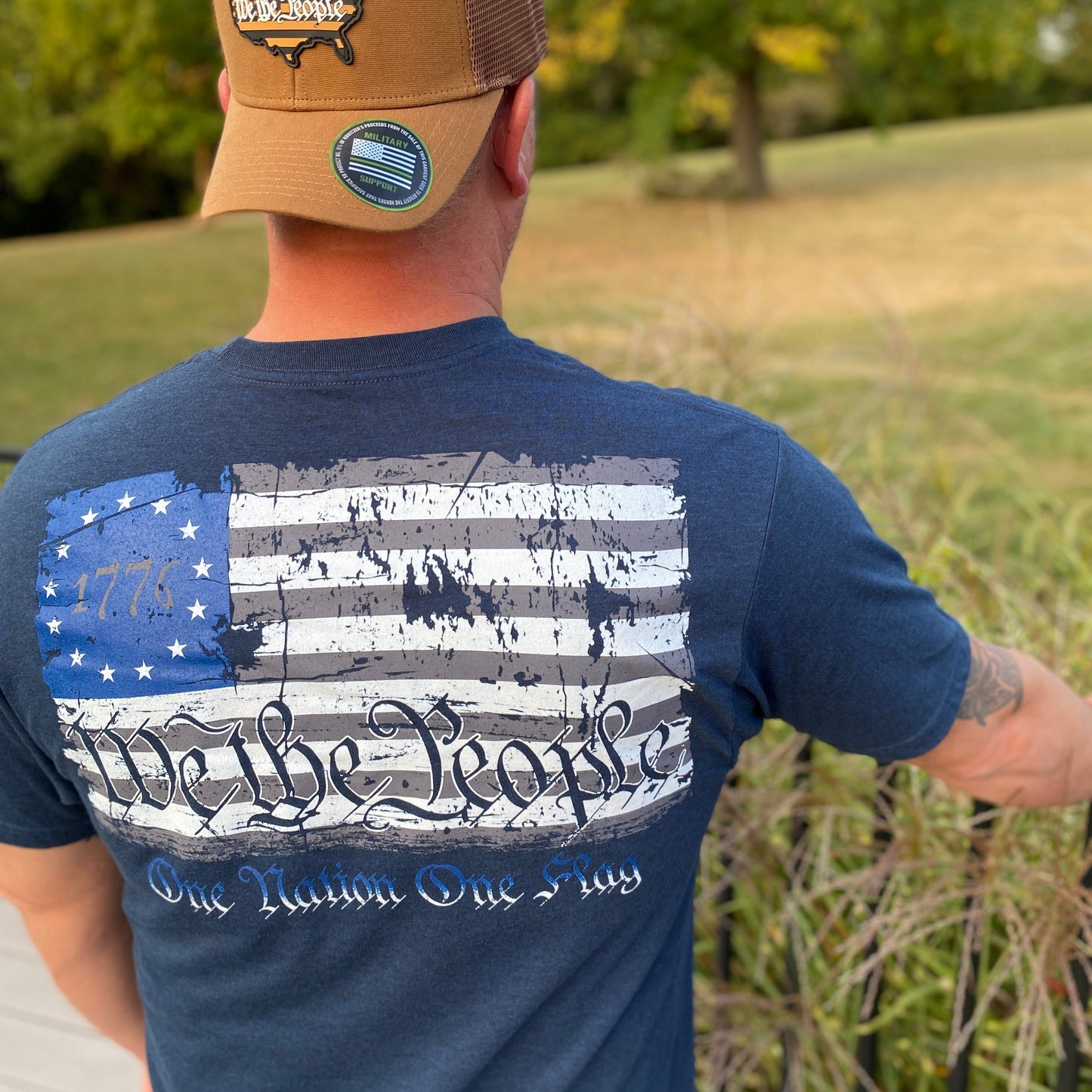 One Nation Tee in Navy by Howitzer