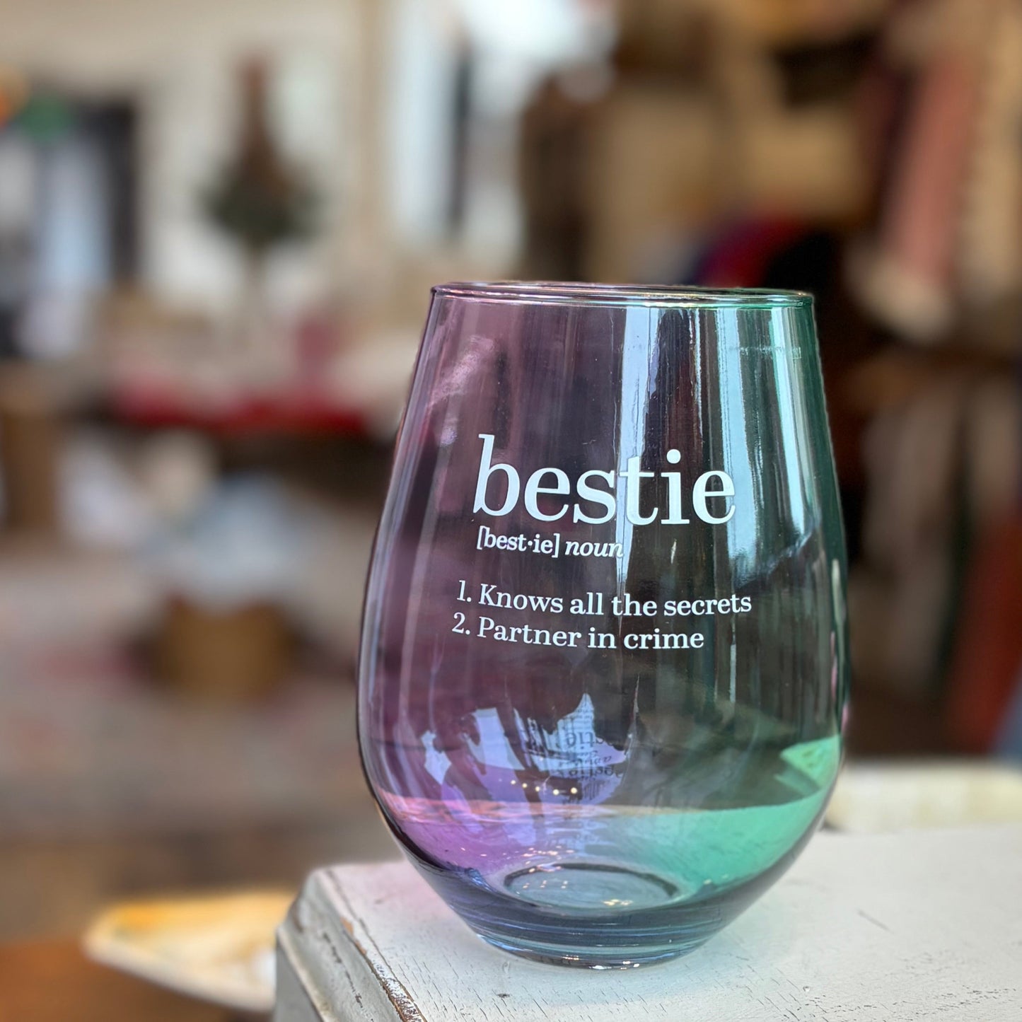 Bestie Stemless Wine Glass
