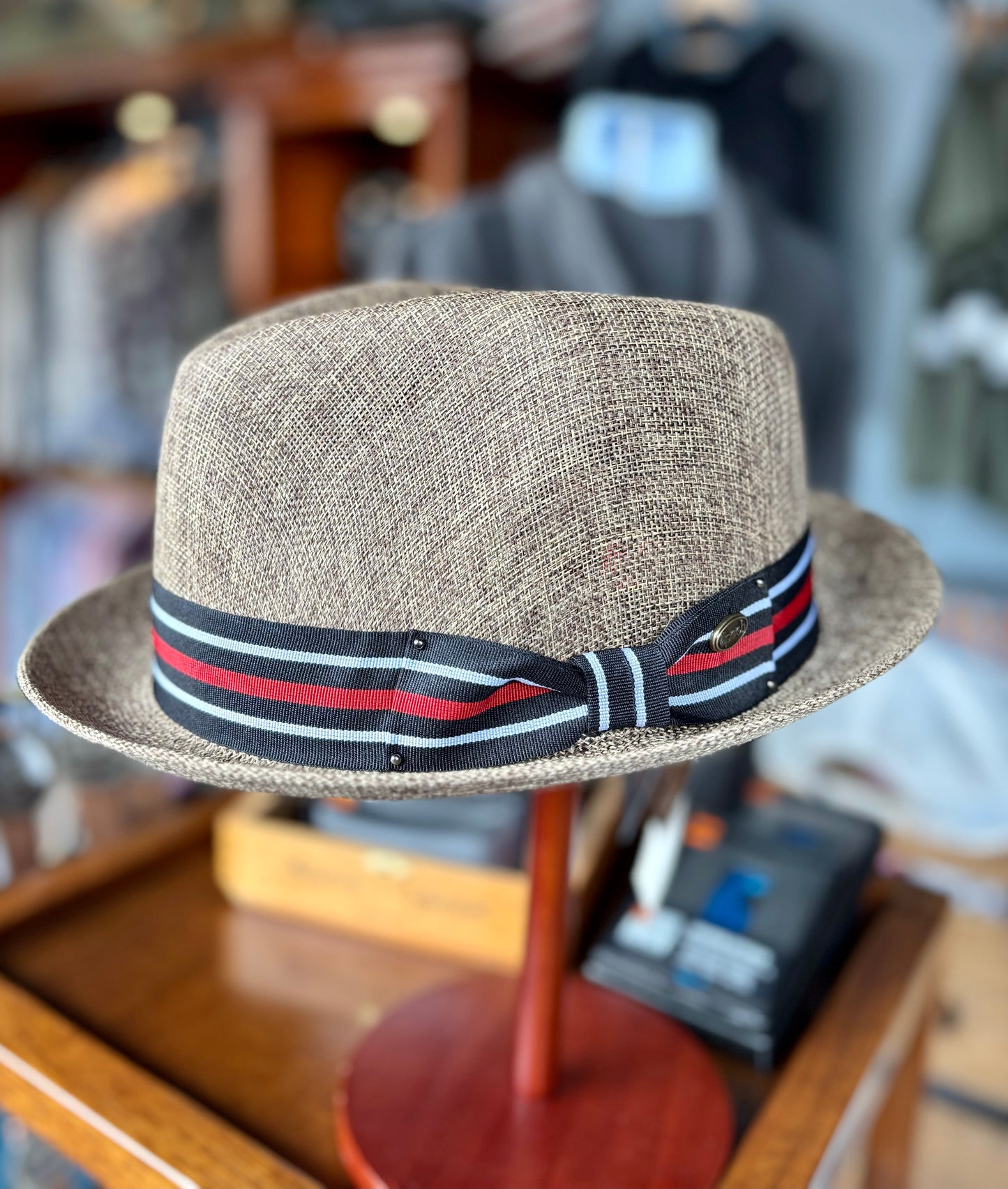 Men's Fedora with Red Stiped Band