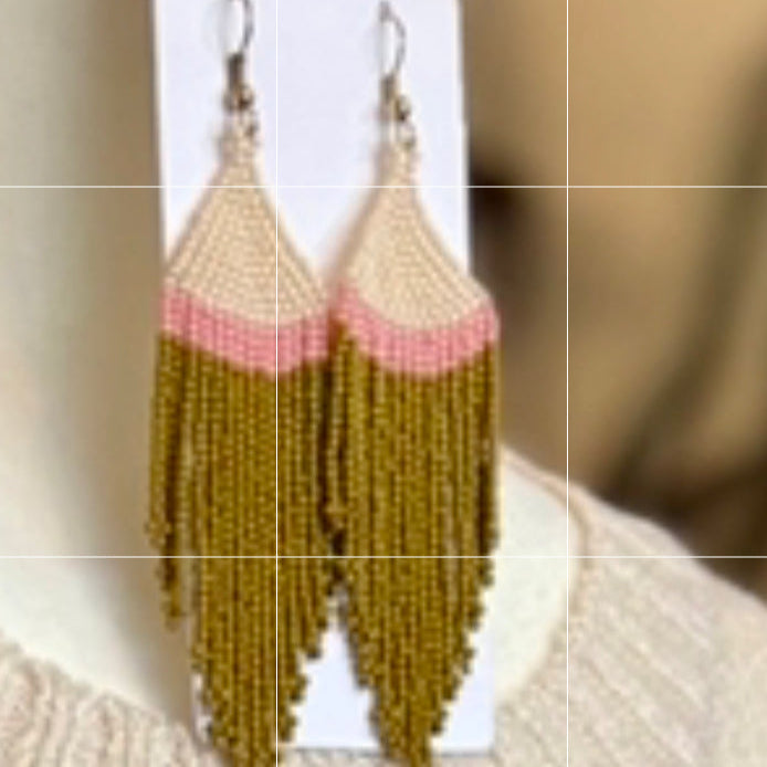 Erin Fringe Earrings Pink/Gold