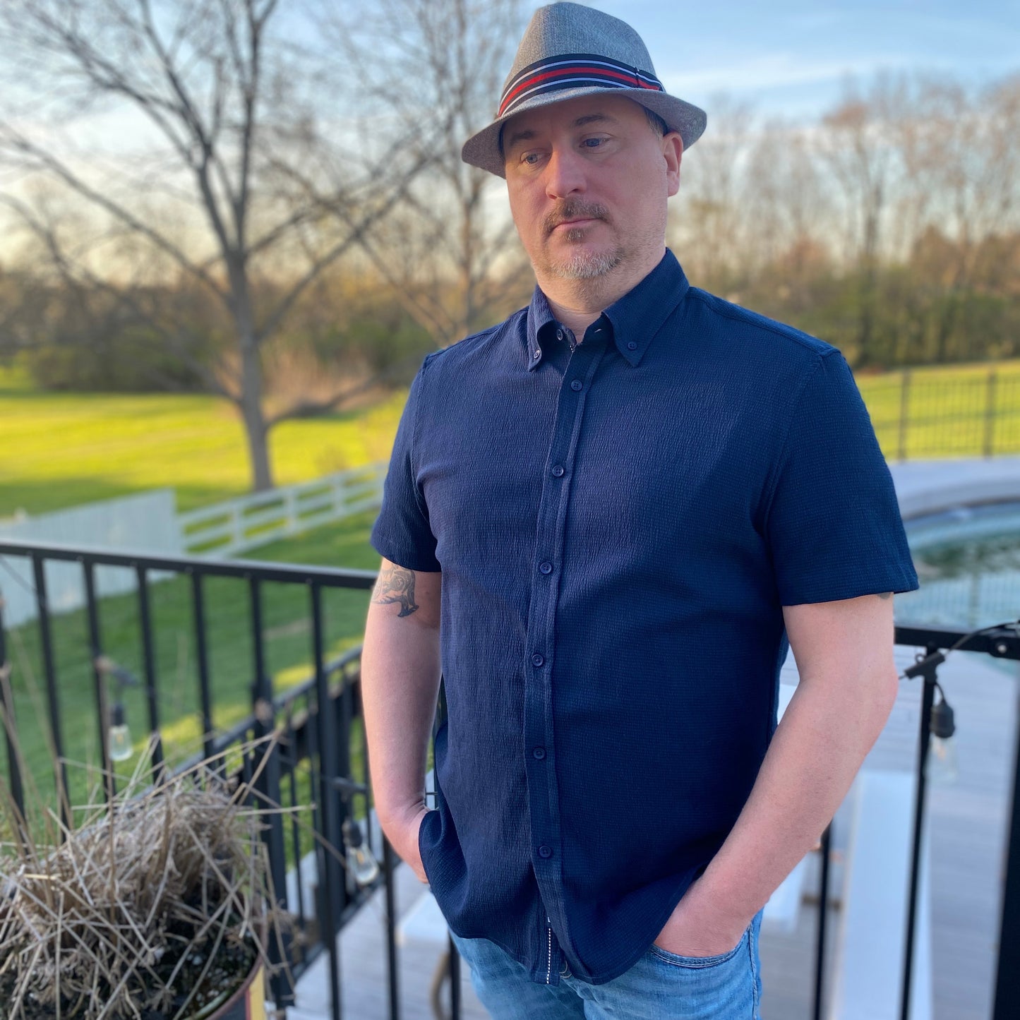 Harrison Seersucker Woven Sports Shirt by Report Collection