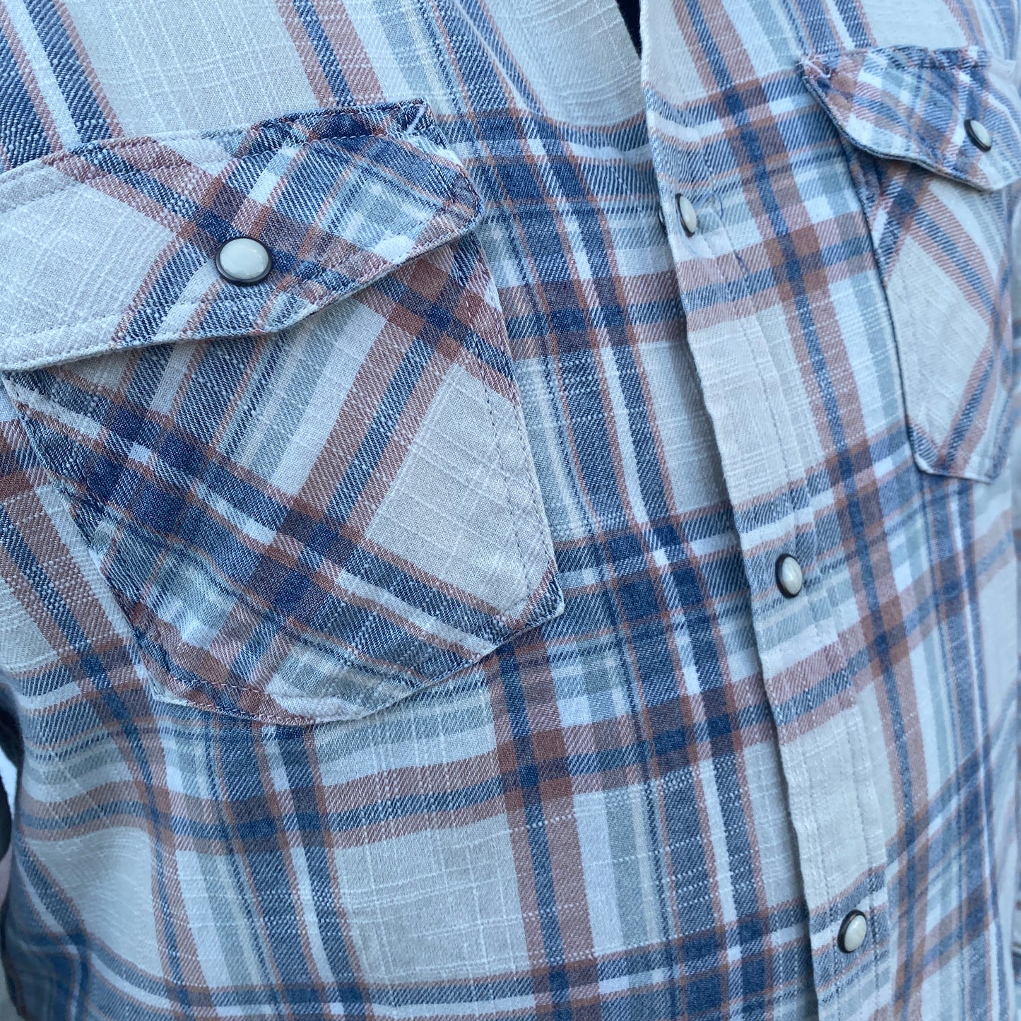 Sunfair Vintage Wash Western Shirt in Cream, Mauve and Navy by Flag & Anthem