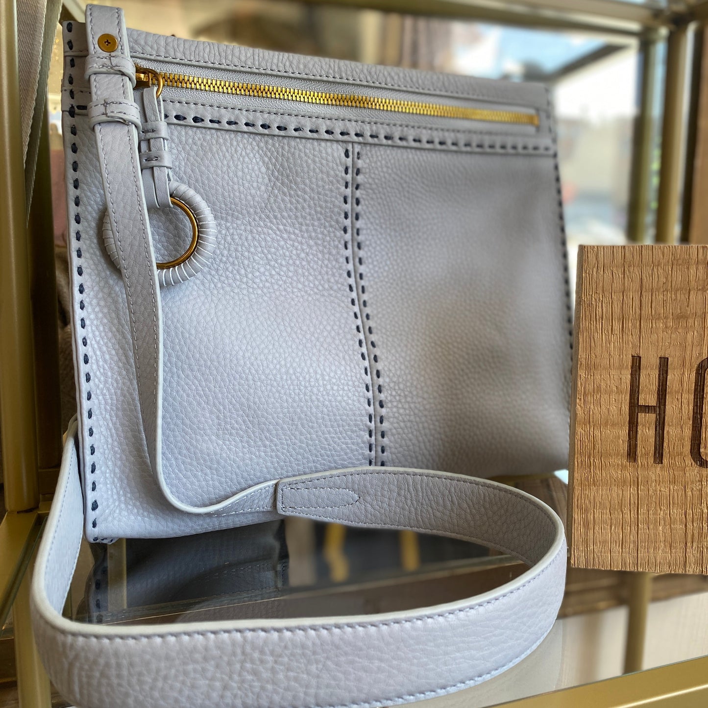 Austin Medium Crossbody in Blue Pearl by HOBO