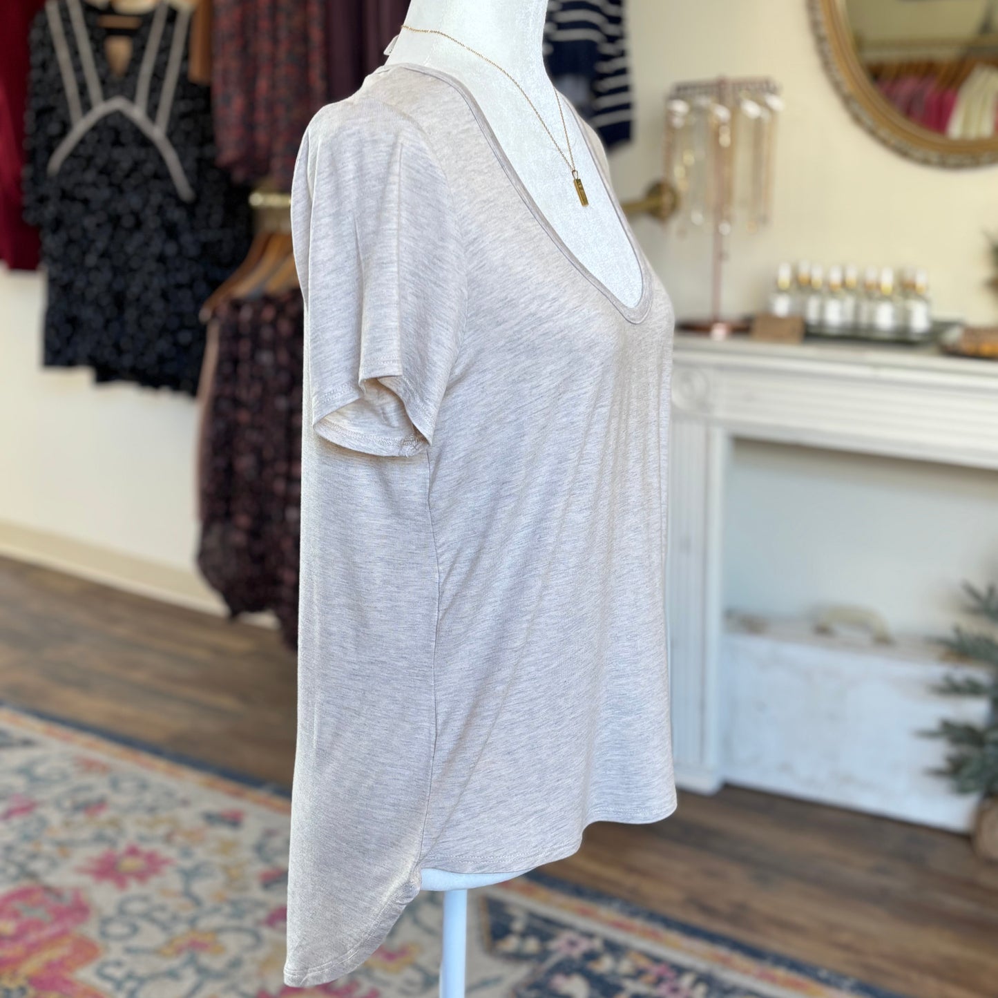 Scoop Neck Tee - Oatmeal