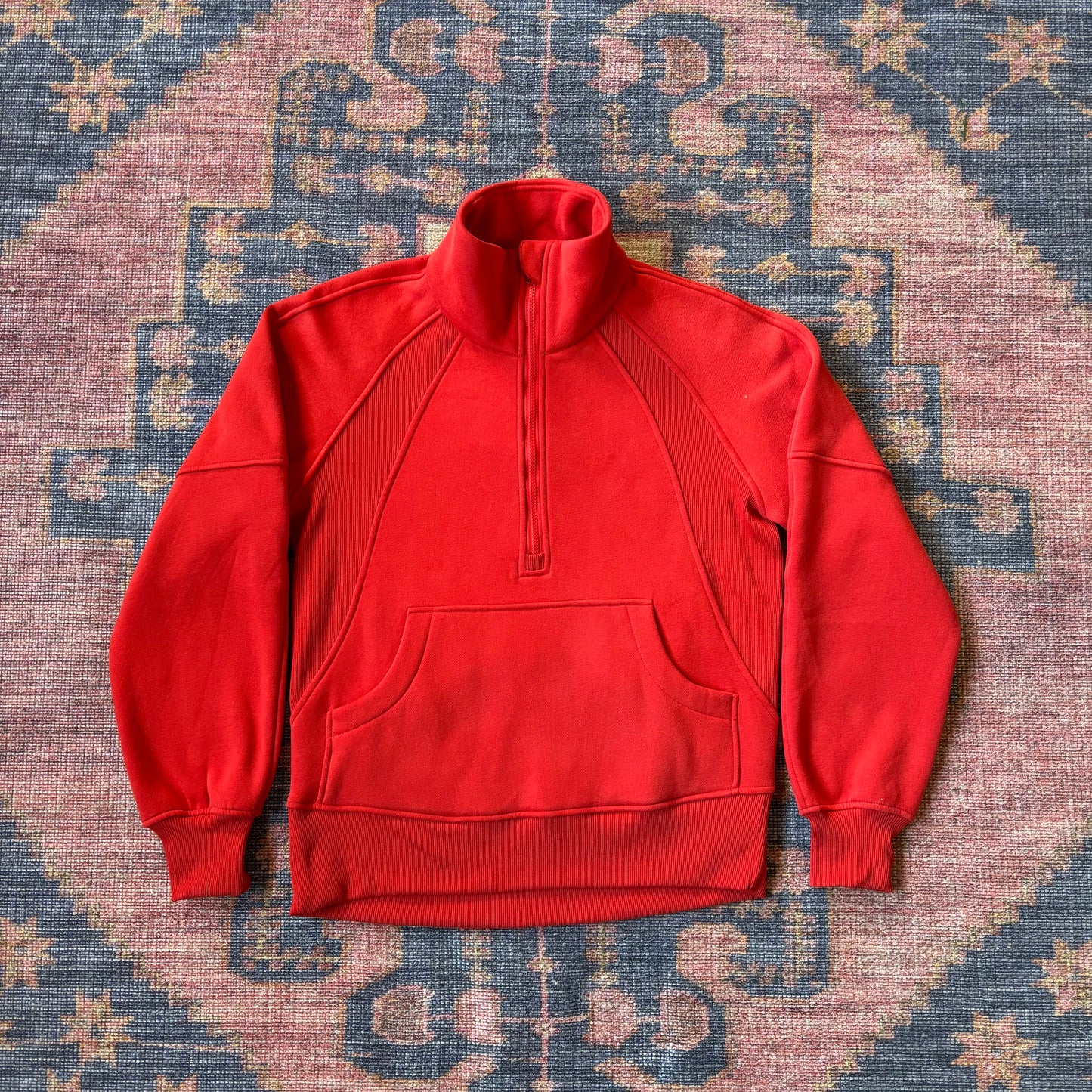 Funnel Neck Half Zip in Tomato