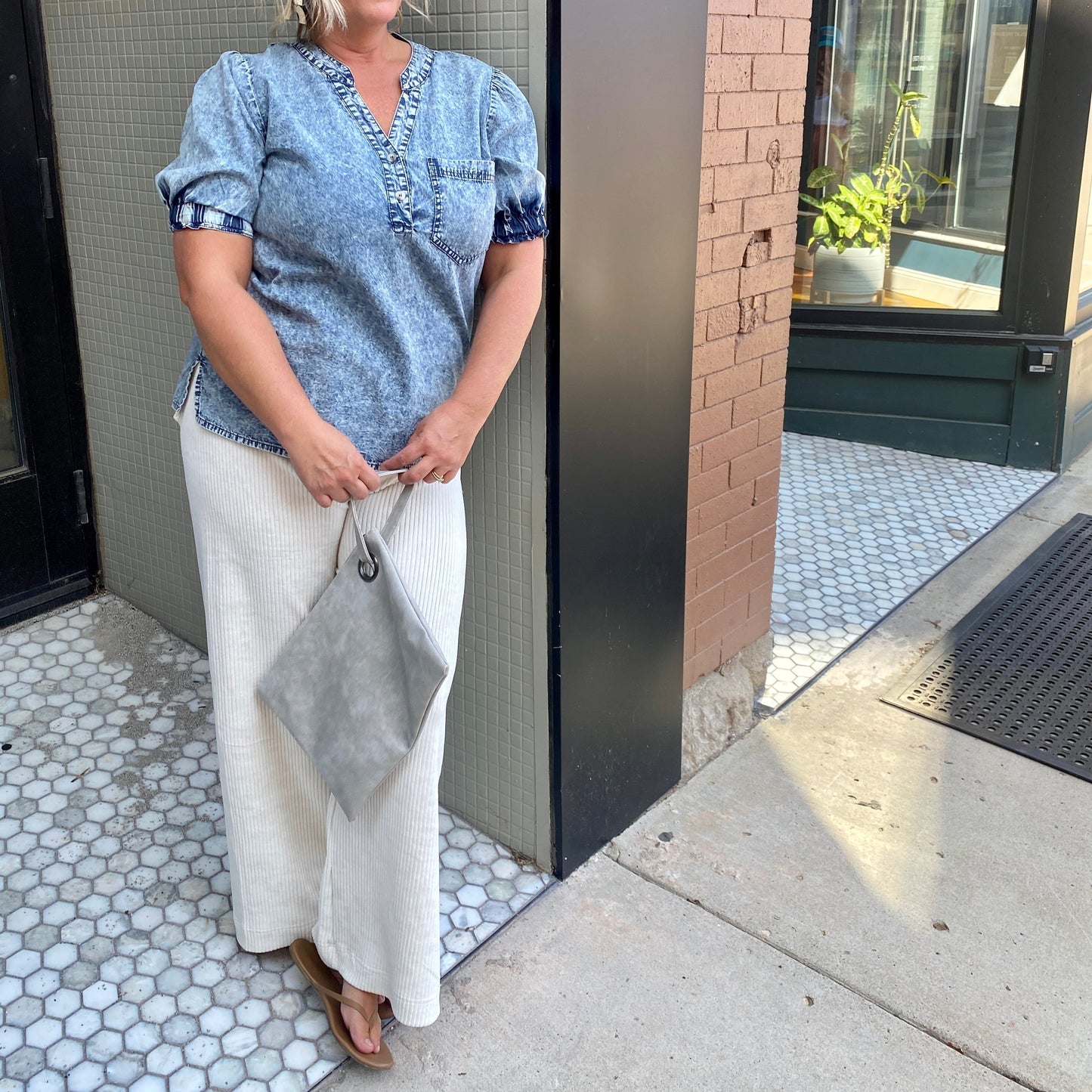Wide Leg Corduroy Pants in Ecru