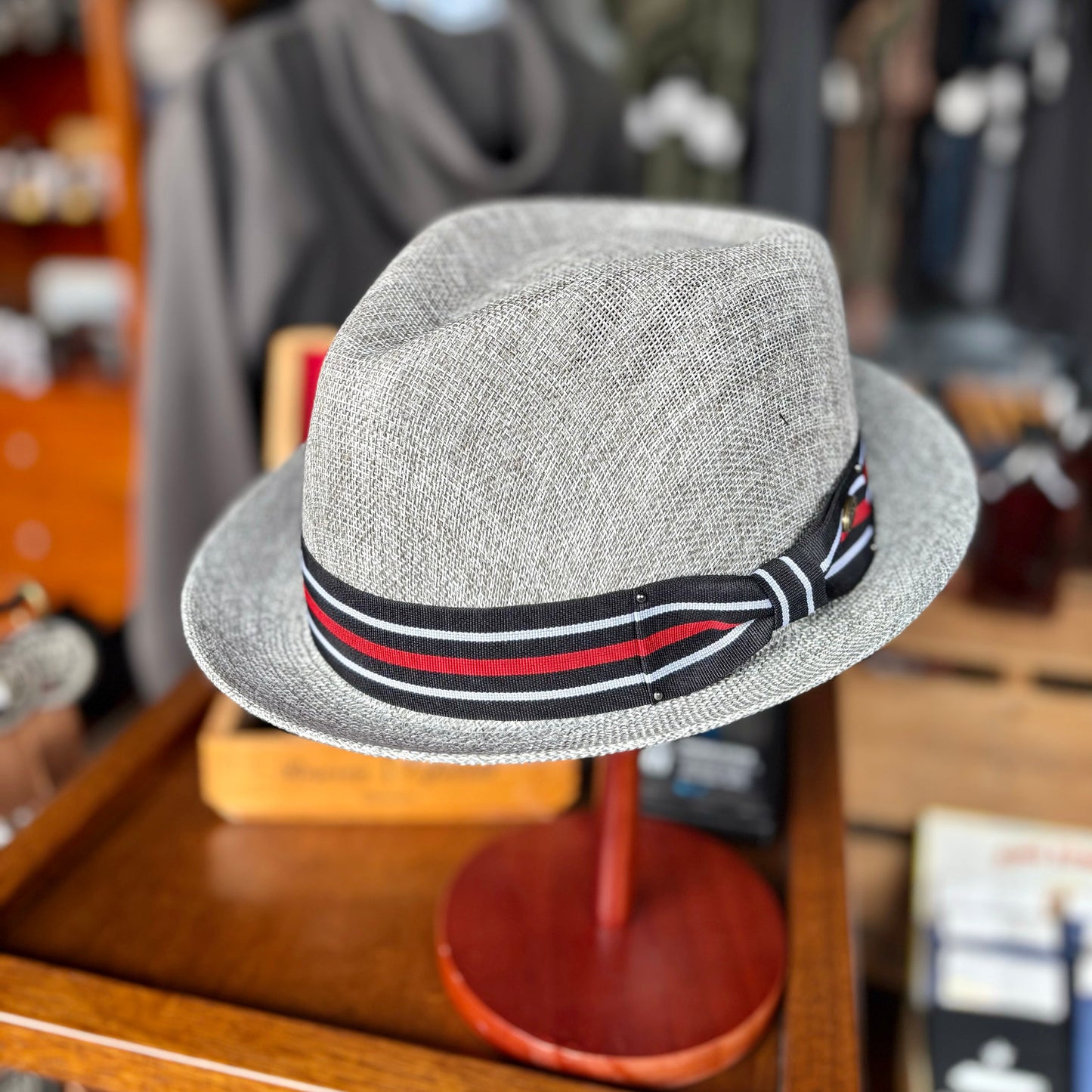 Men's Fedora with Red Stiped Band