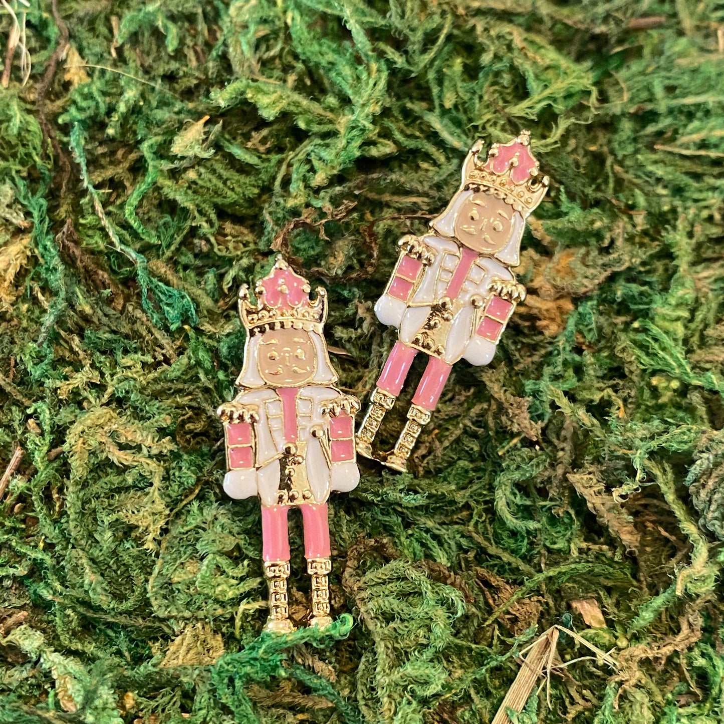 Light Pink Enamel Nutcracker Earrings