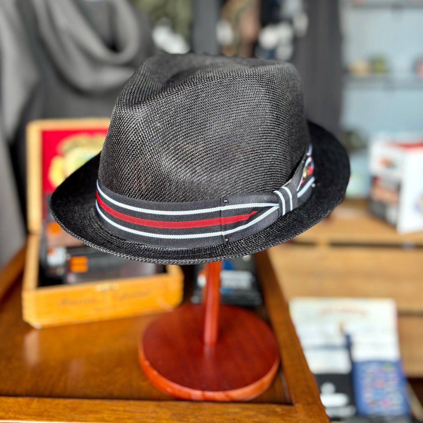 Men's Fedora with Red Stiped Band