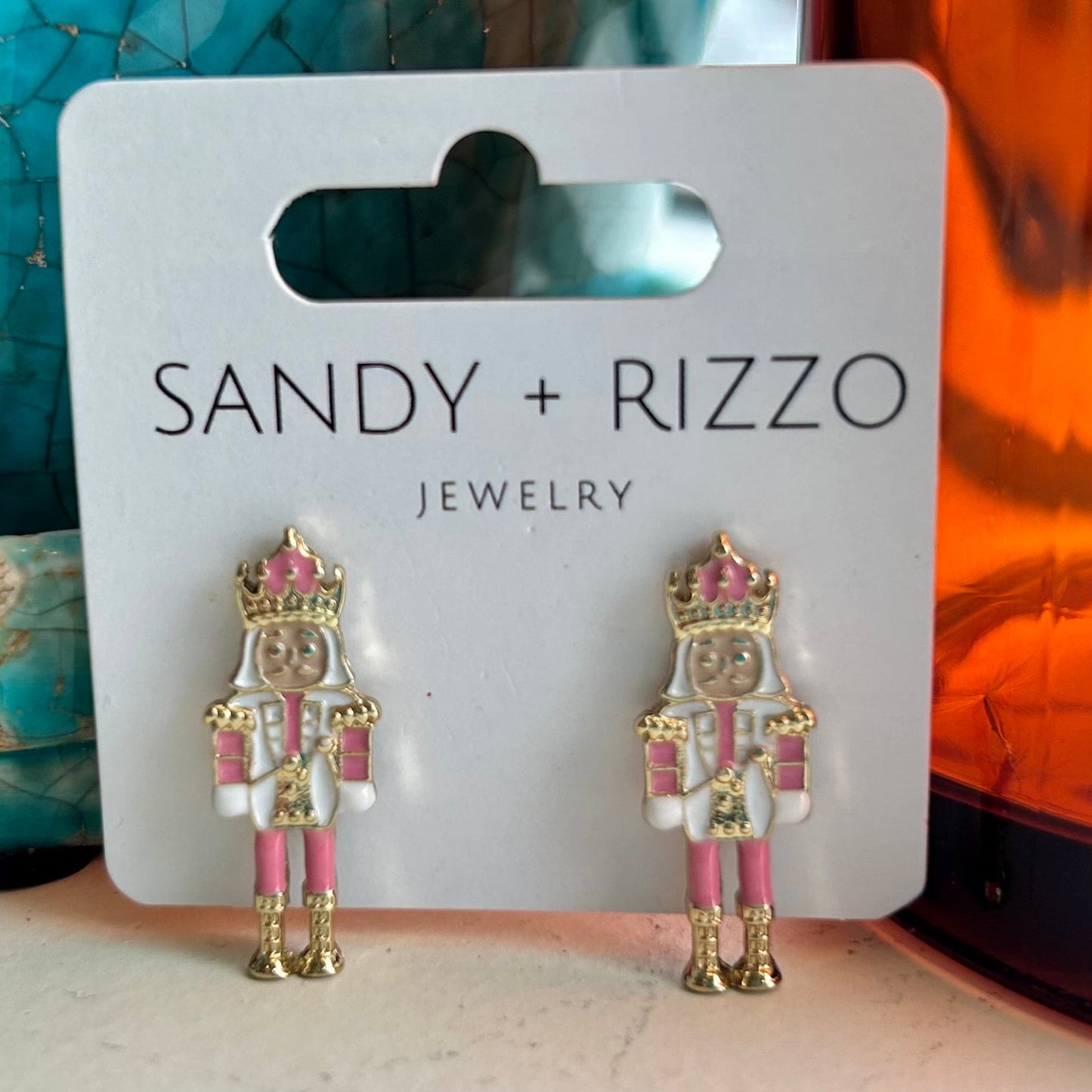 Light Pink Enamel Nutcracker Earrings