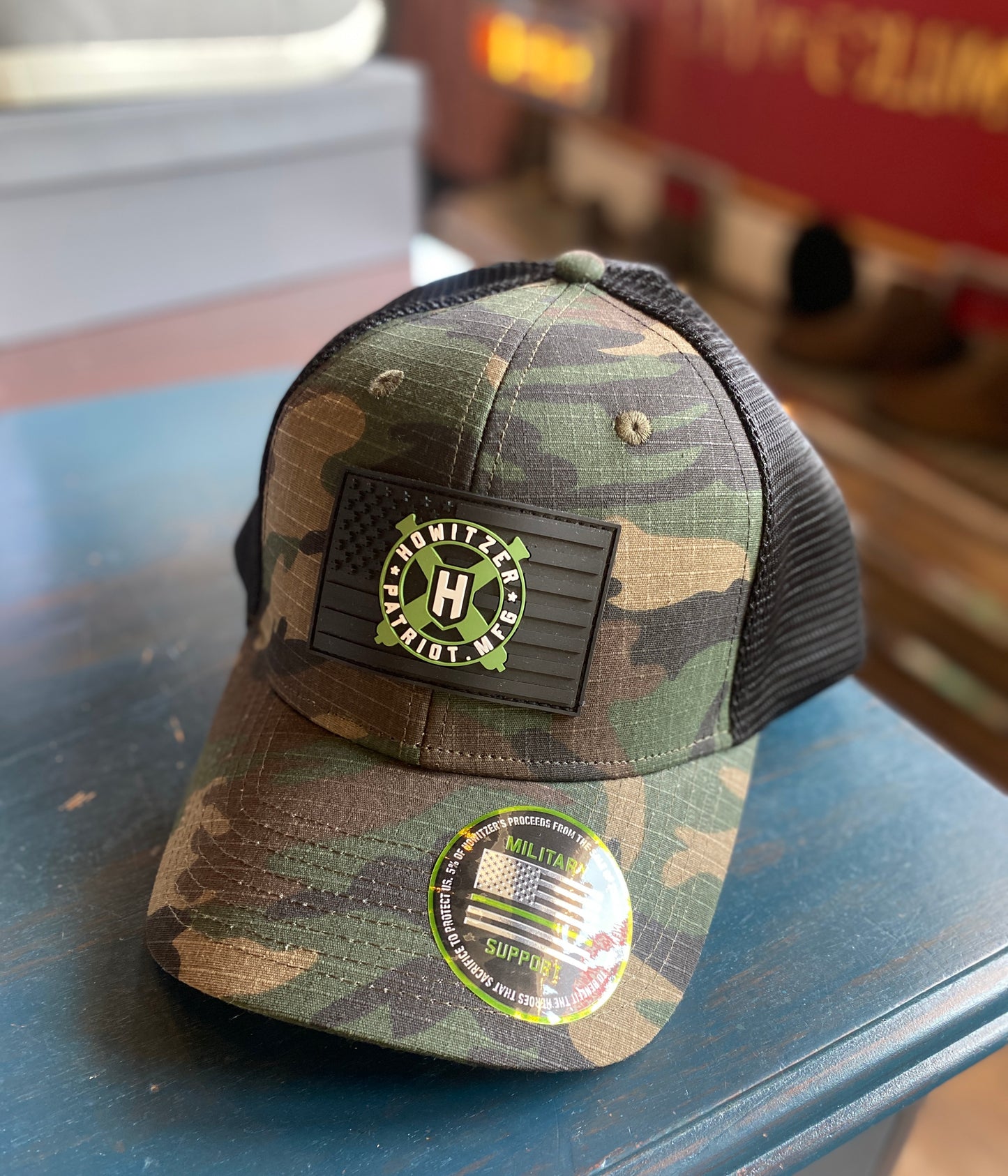Howitzer Flag Hat in Green Camo by Howitzer
