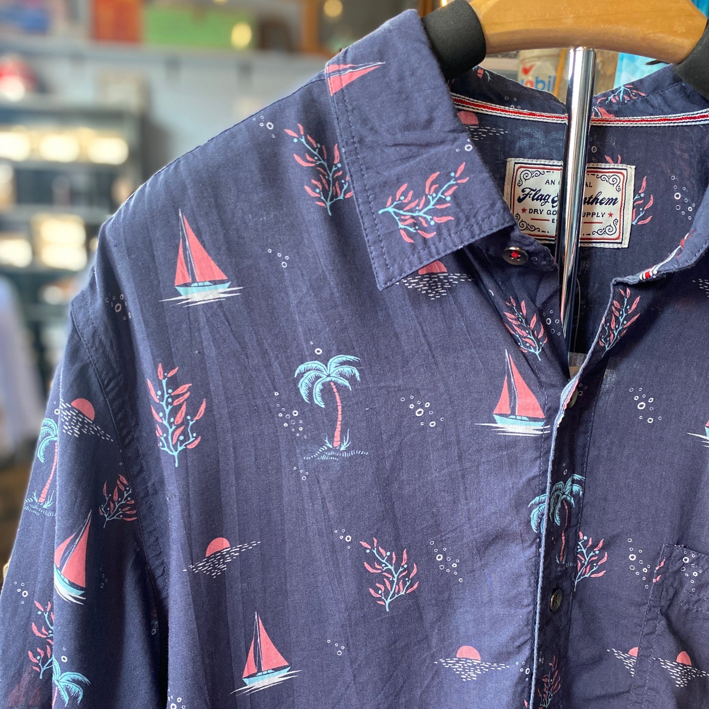 NAVY FINLEY SHORT SLEEVED SAILBOAT PRINT by FLAG & ANTHEM