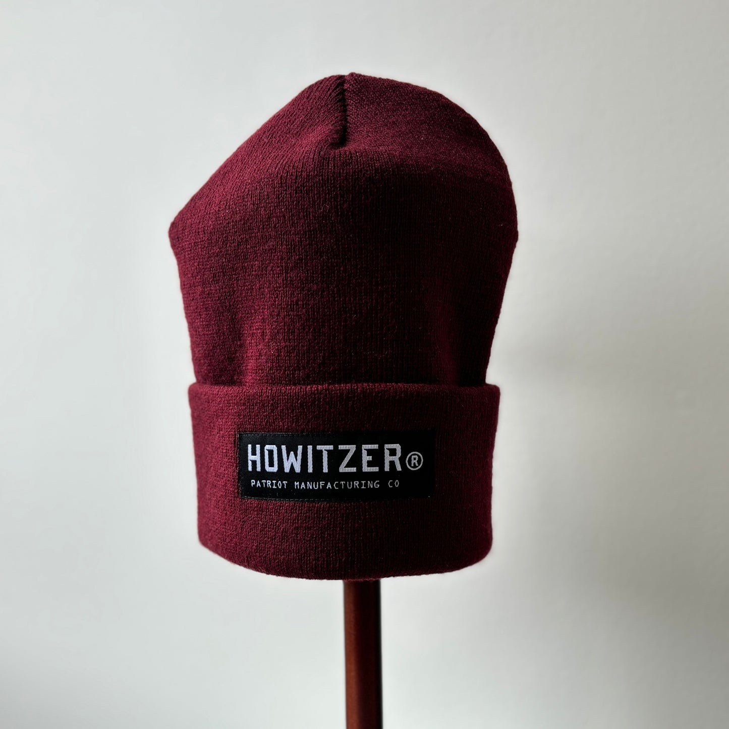 BURGUNDY BAR BEANIE by HOWITZER