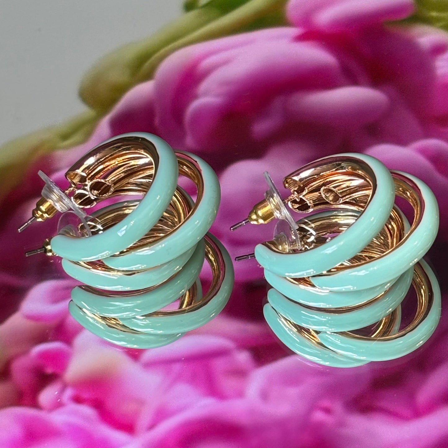 Mint Tri-Hoop Earrings