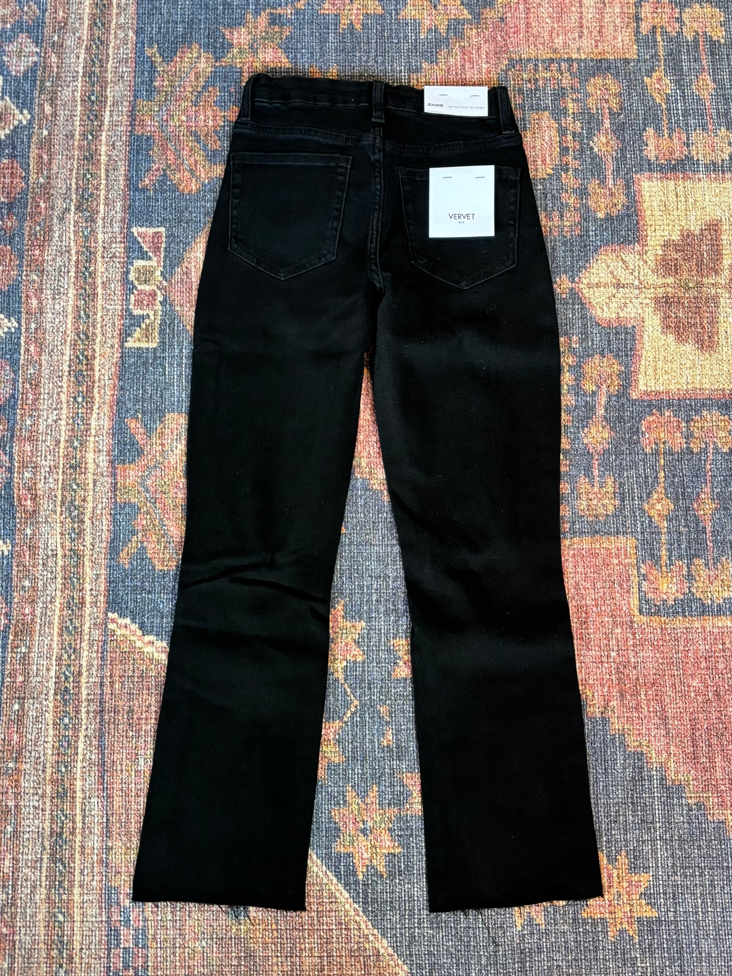 BLACK HIGH-RISE CROP SLIM STRAIGHT JEANS by VERVET