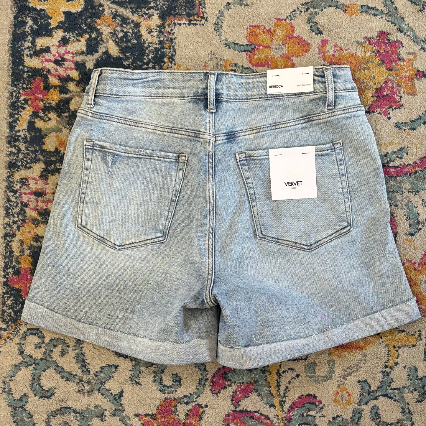 PLUS SIZE HIGH RISE SINGLE CUFF DENIM SHORTS by VERVET