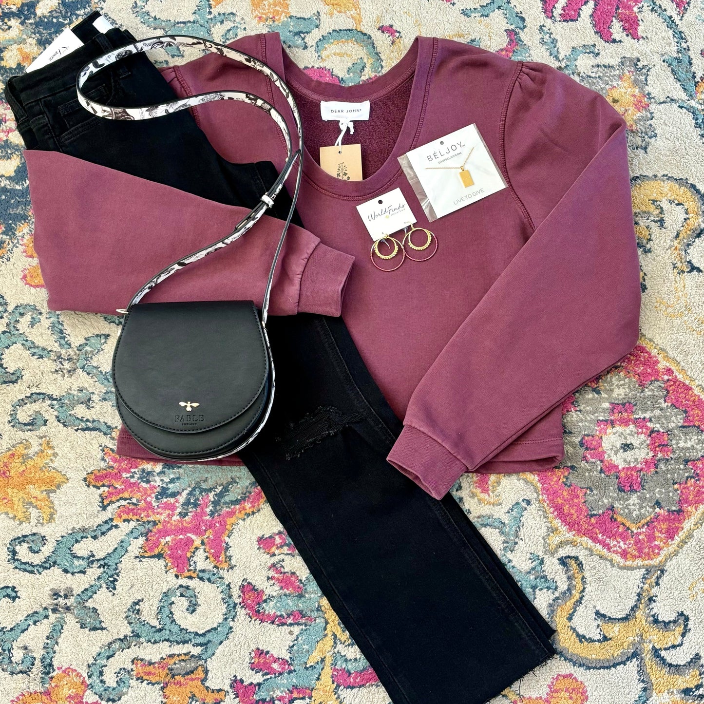 RAYA PLUM U BACK CREWNECK by DEAR JOHN