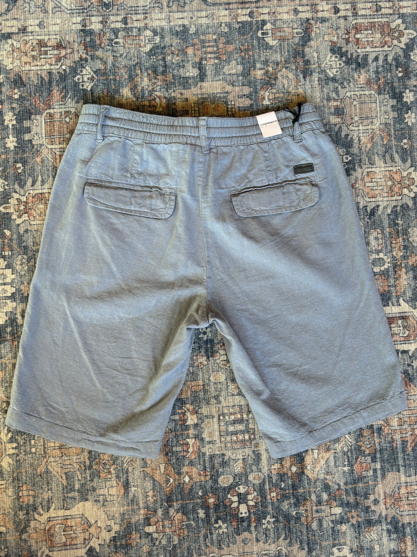 Mens Vintage Linen Shorts in Blue