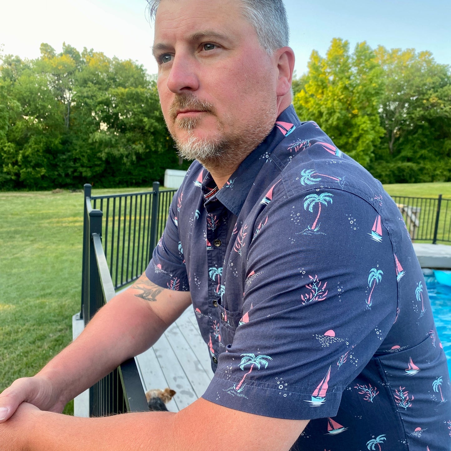 NAVY FINLEY SHORT SLEEVED SAILBOAT PRINT by FLAG & ANTHEM