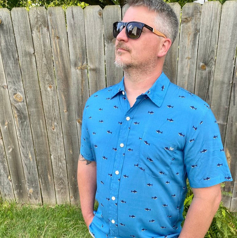 Blue Shark Hawaiian Shirt