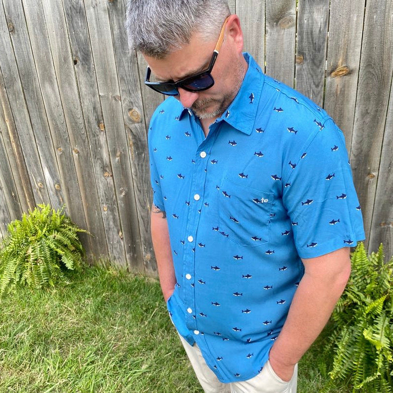 Blue Shark Hawaiian Shirt
