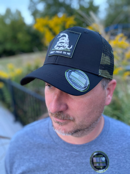 Don't Tread Hat in Black & Green Camo by Howitzer