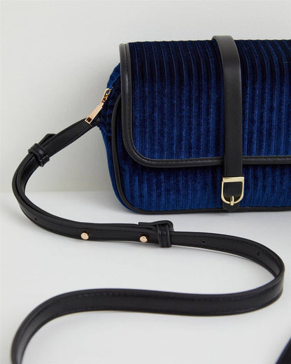 Vivianne Velvet Camera Purse in Sapphire Blue by Fable