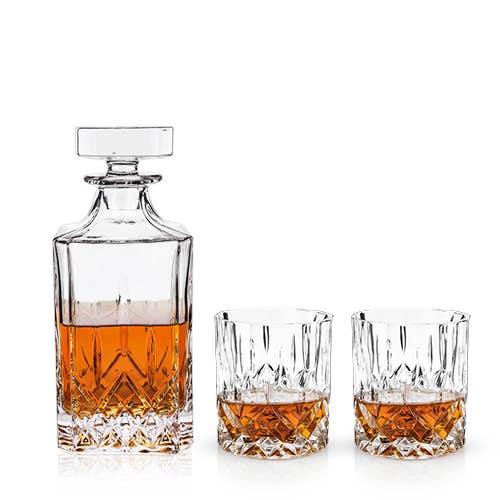 Admiral™ Crystal Whiskey Decanter & Tumblers Set - Set of 3