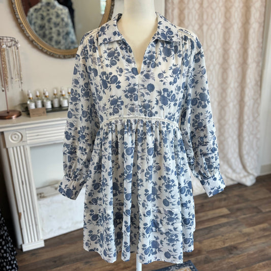 Long Sleeve Floral Babydoll Dress