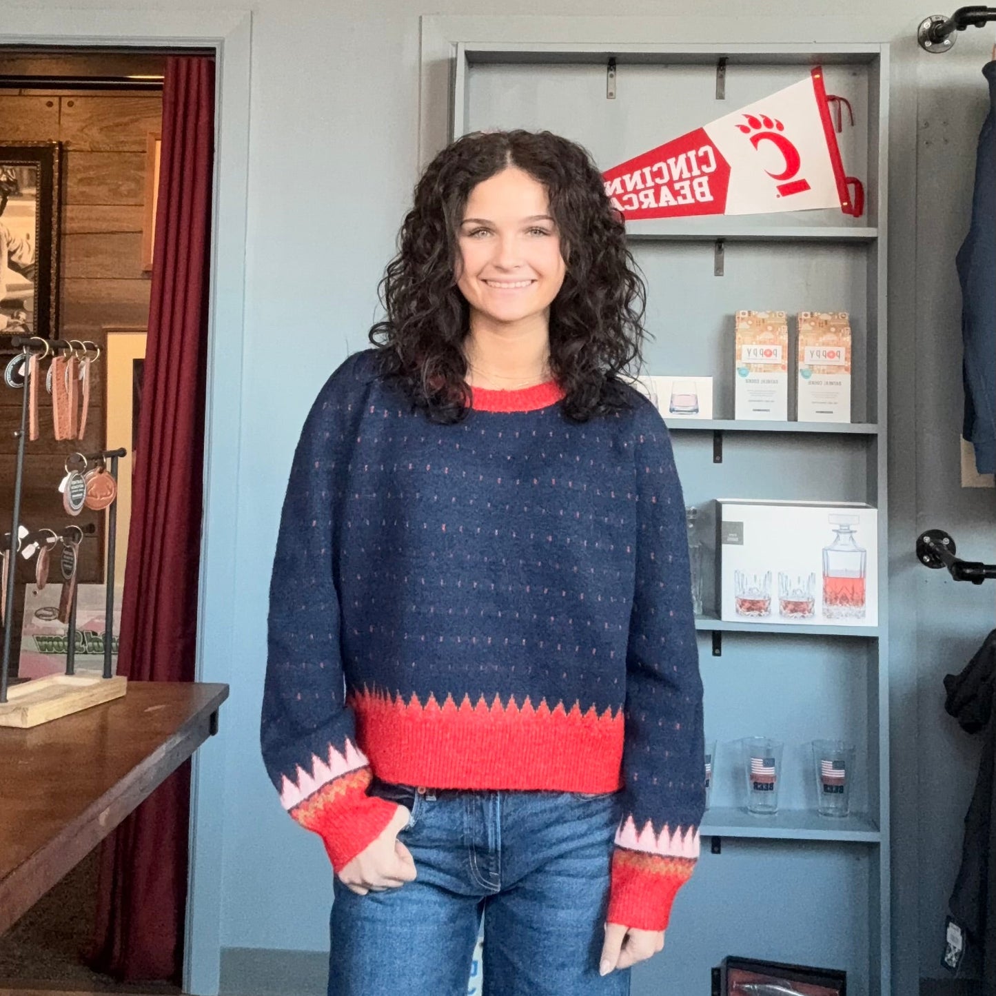 FAITH GEOMETRIC KNIT SWEATER