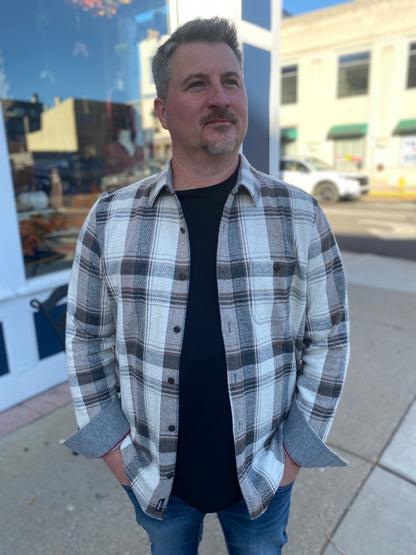 Clearbrook Hero Knit Flannel in Cream & Charcoal by Flag & Anthem