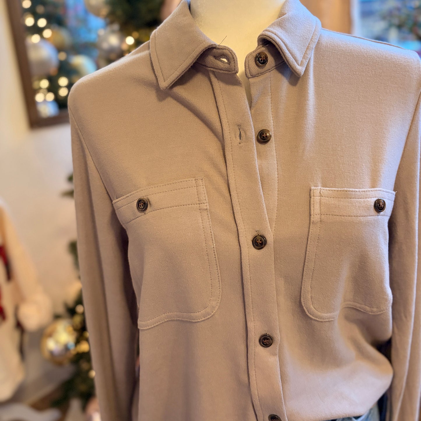 Maple Taupe Super Soft Button Up