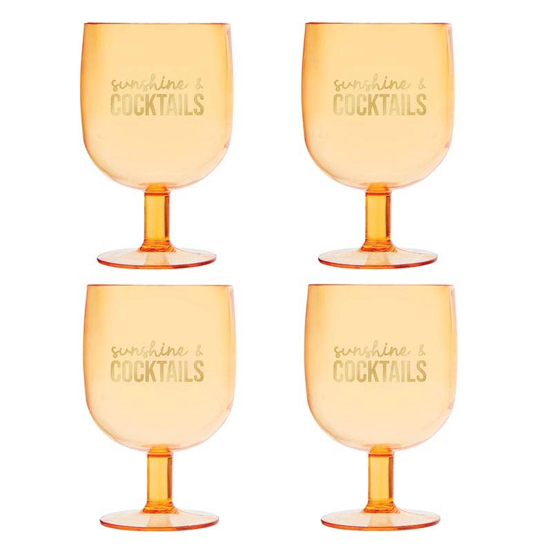 Sunshine And Cocktails-Set of 4 Stackable Wine Glasses