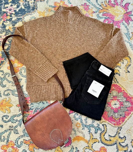 Wool Turtleneck Sweater in Mocha