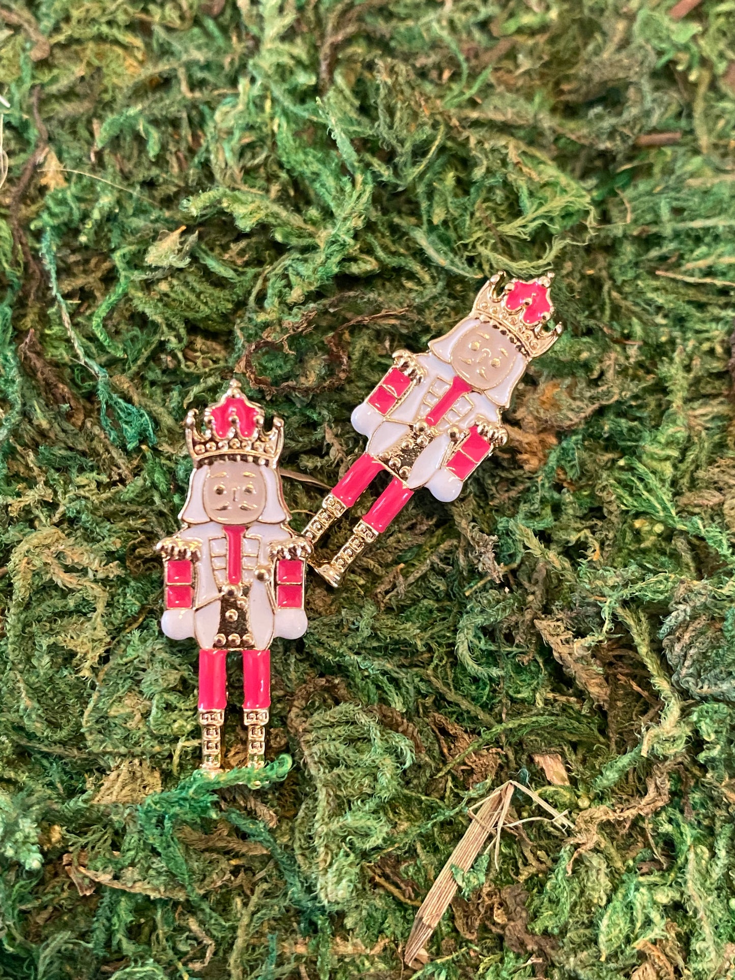 Hot Pink Enamel Nutcracker Earrings