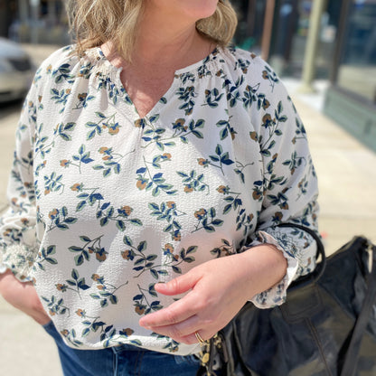 Cleo Smocked Cuff and Collar Floral Top by Flag & Anthem