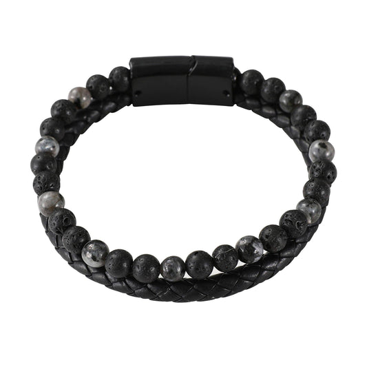 Lava Bracelet for Men - Black/White & Braided