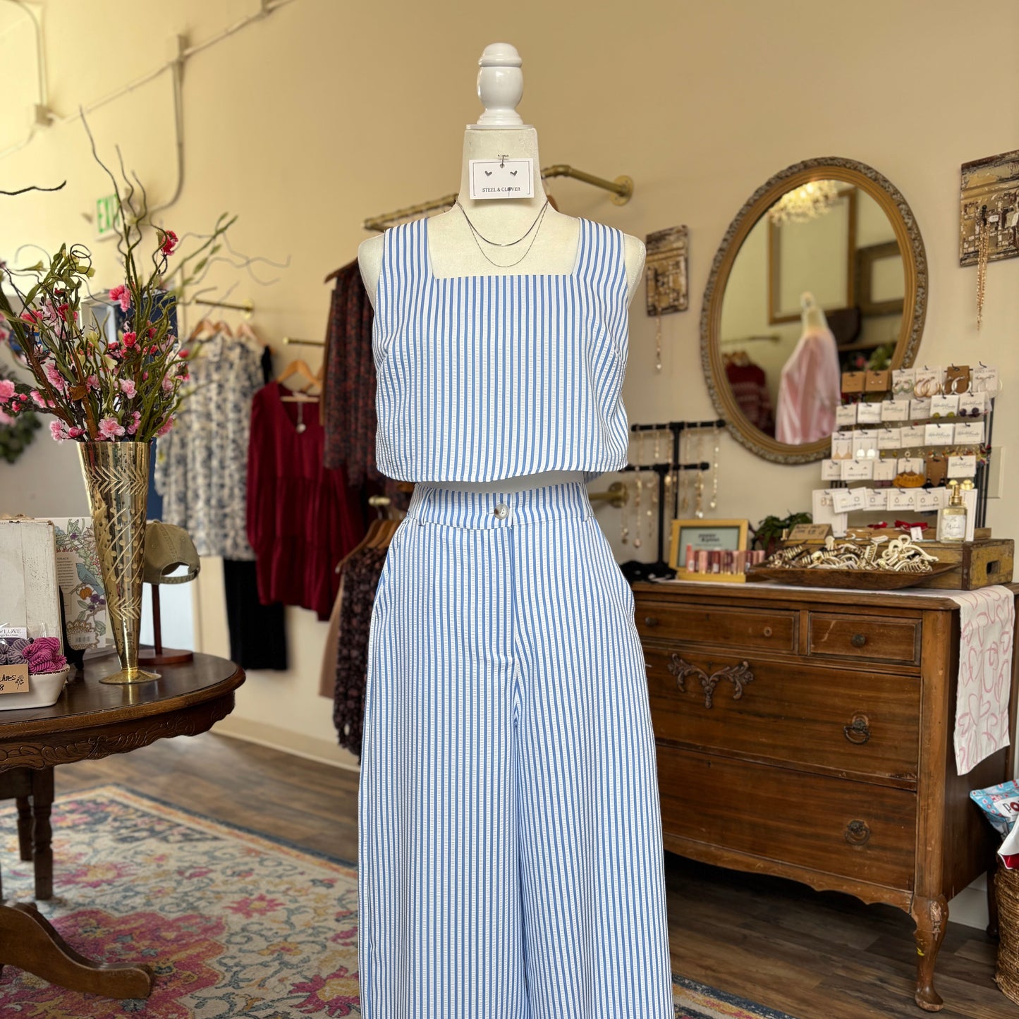 Textured Stripe Top/Set
