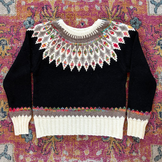 Fern & Feather Pattern Knit Sweater