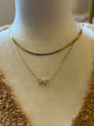 Chain Layered Ribbon Bow Pendant Necklace in Gold