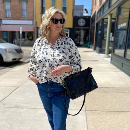 Cleo Smocked Cuff and Collar Floral Top by Flag & Anthem