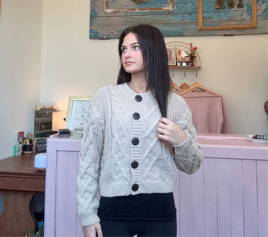 Mila Cropped Cable Knit Cardigan