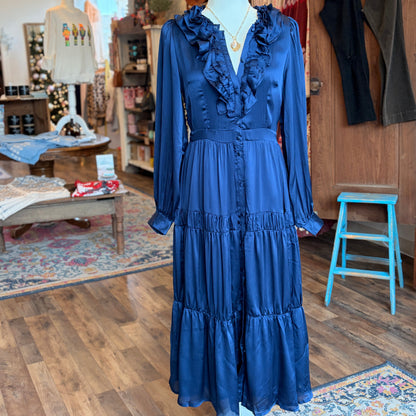 MESA RUFFLE TIER MIDI DRESS