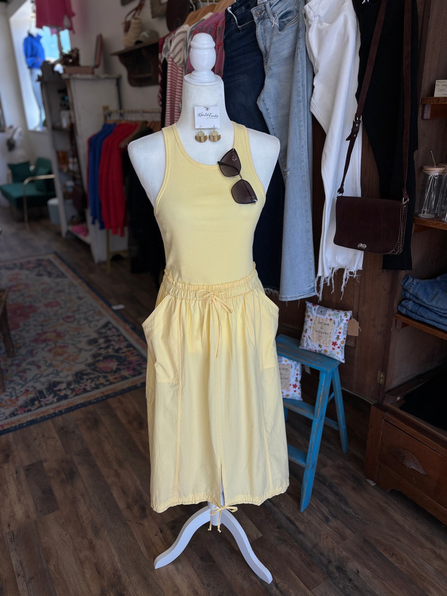 Sleeveless Cargo Midi Dress