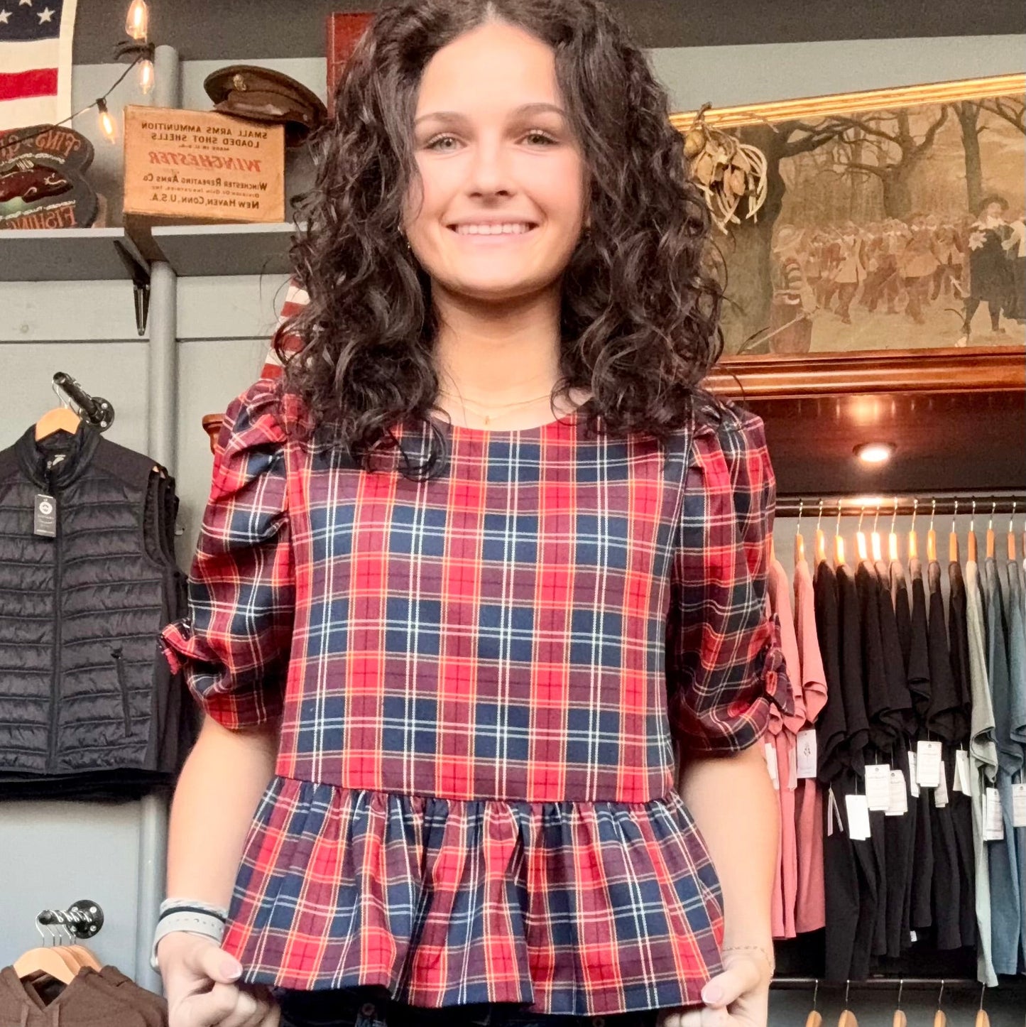 Holly Holiday Plaid Top
