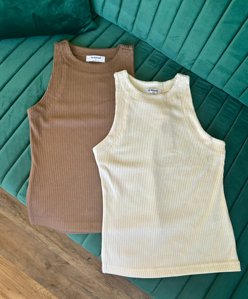 Ivory Fitted Sweater Knit Tank